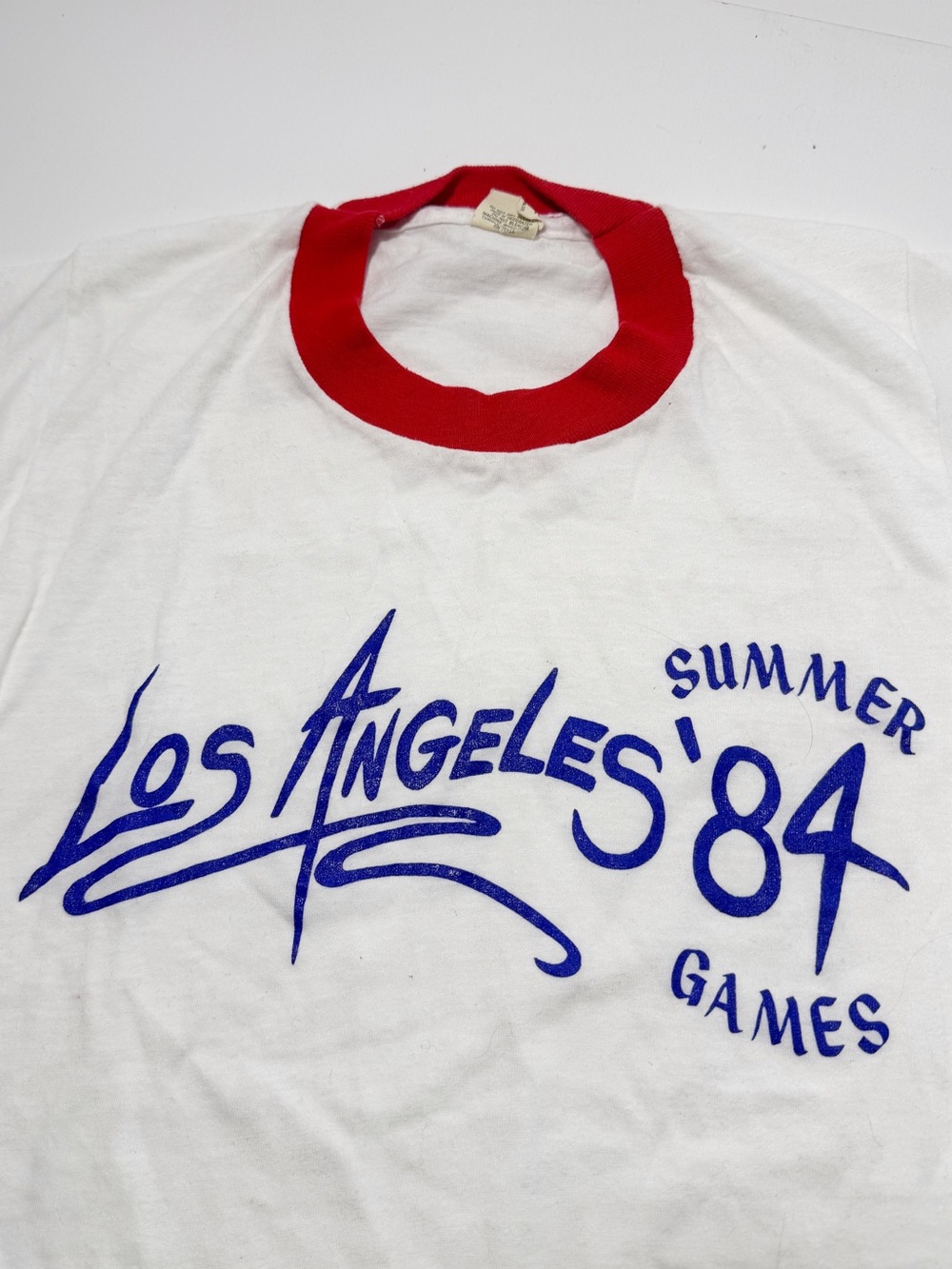 Vintage 1984 Los Angeles Summer Games Olympic Ringer T-Shirt - Picture 2 of 5